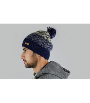 Gorro pompon azul hombre Lester beanie dark blue